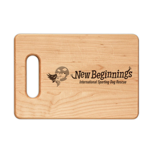 New Beginnings Engraved Wooden Cutting Board — Logo Charcuterie & Kitchen Gift