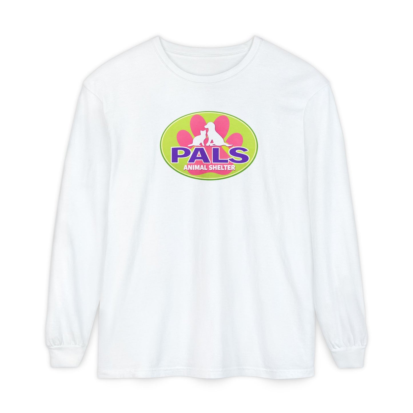 PALS Animal Shelter Long Sleeve T-Shirt Retro Green Logo