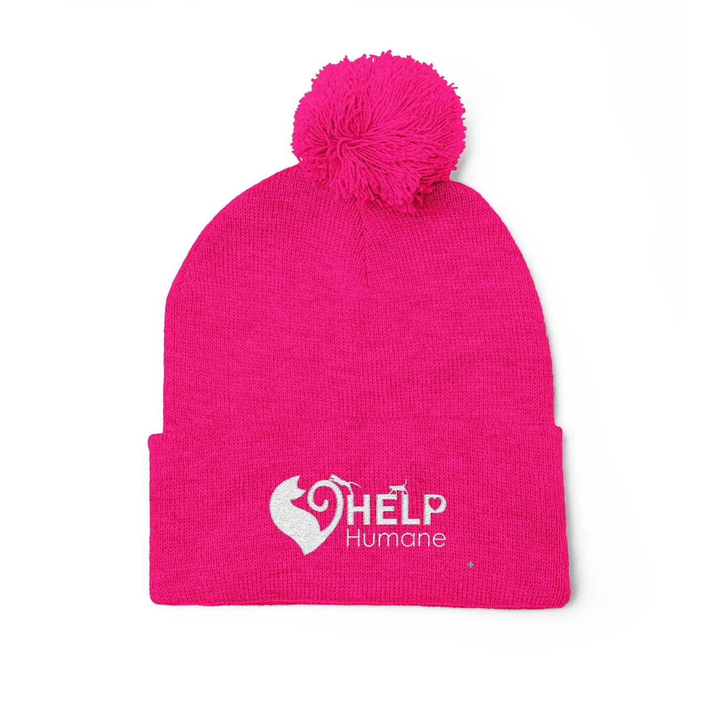 HELP Humane Embroidered Pom-Pom Beanie