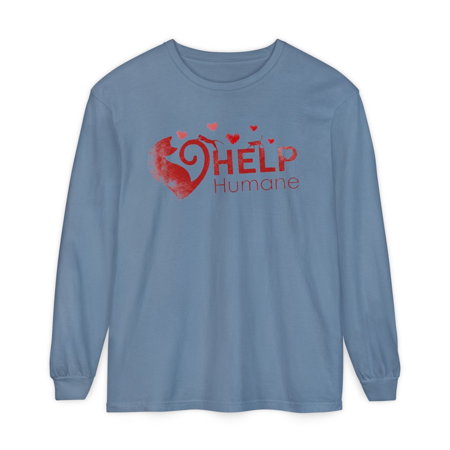 Help Humane Long Sleeve Valentine's Tee — Heart Rescue Animal Charity Shirt