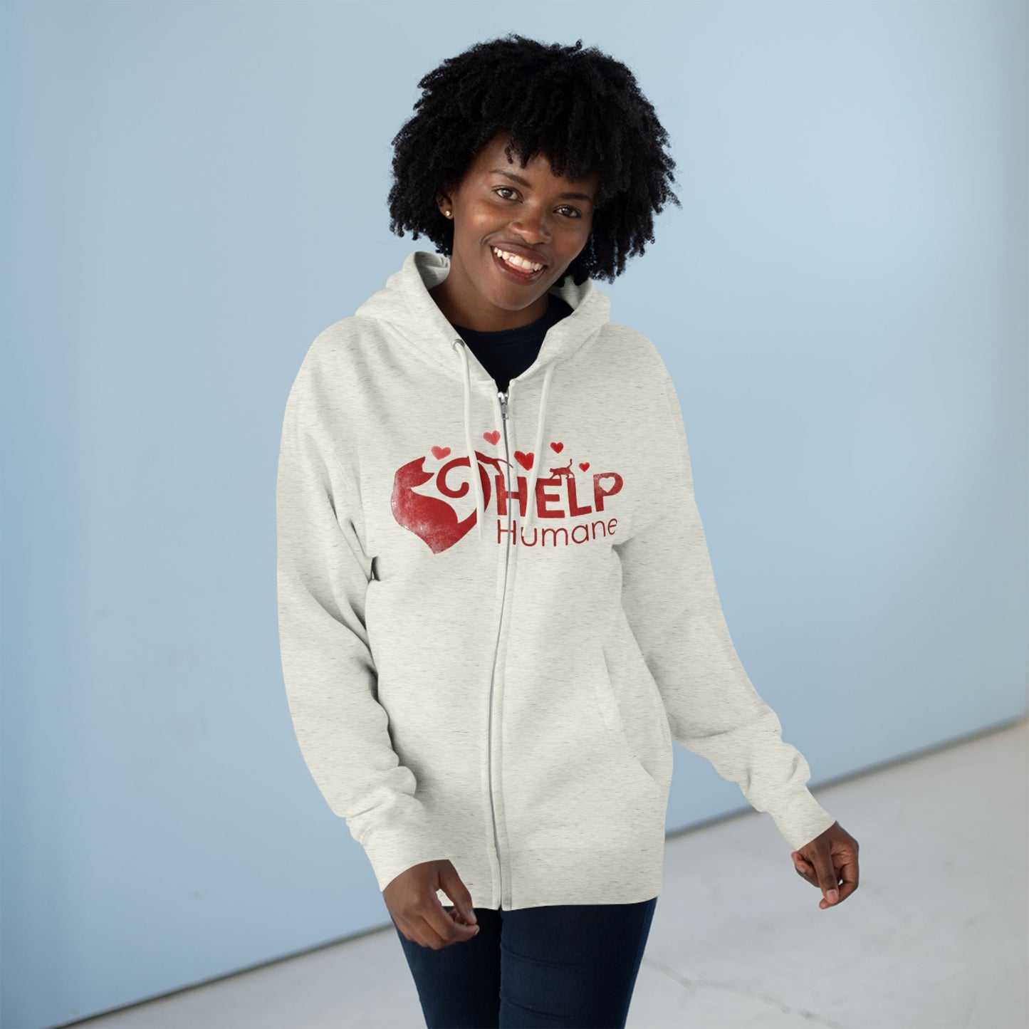 Help Humane Zip Hoodie — Red Heart Animal Rescue Support Hoodie
