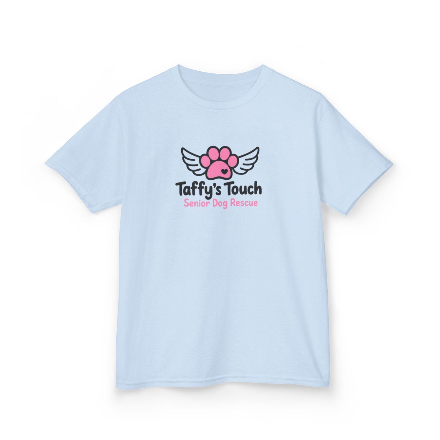 Kids Tee — "Taffy's Touch Senior Dog Rescue" Pink Paw Logo