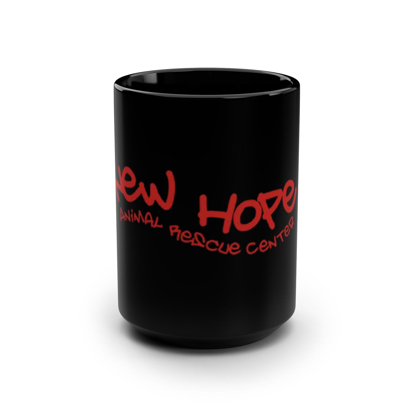 New Hope Animal Rescue Center Black 15oz Mug — Red Script Charity Coffee Cup