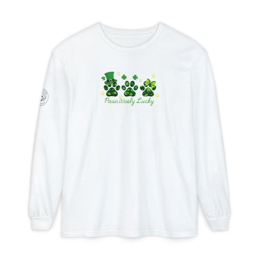 Rescue for Life St. Patrick's Day Paws-itively Lucky - Logo on Sleeve