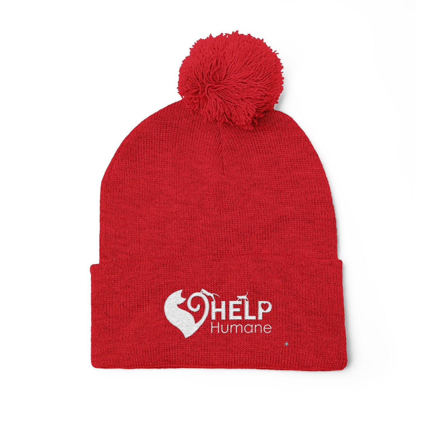 HELP Humane Embroidered Pom-Pom Beanie