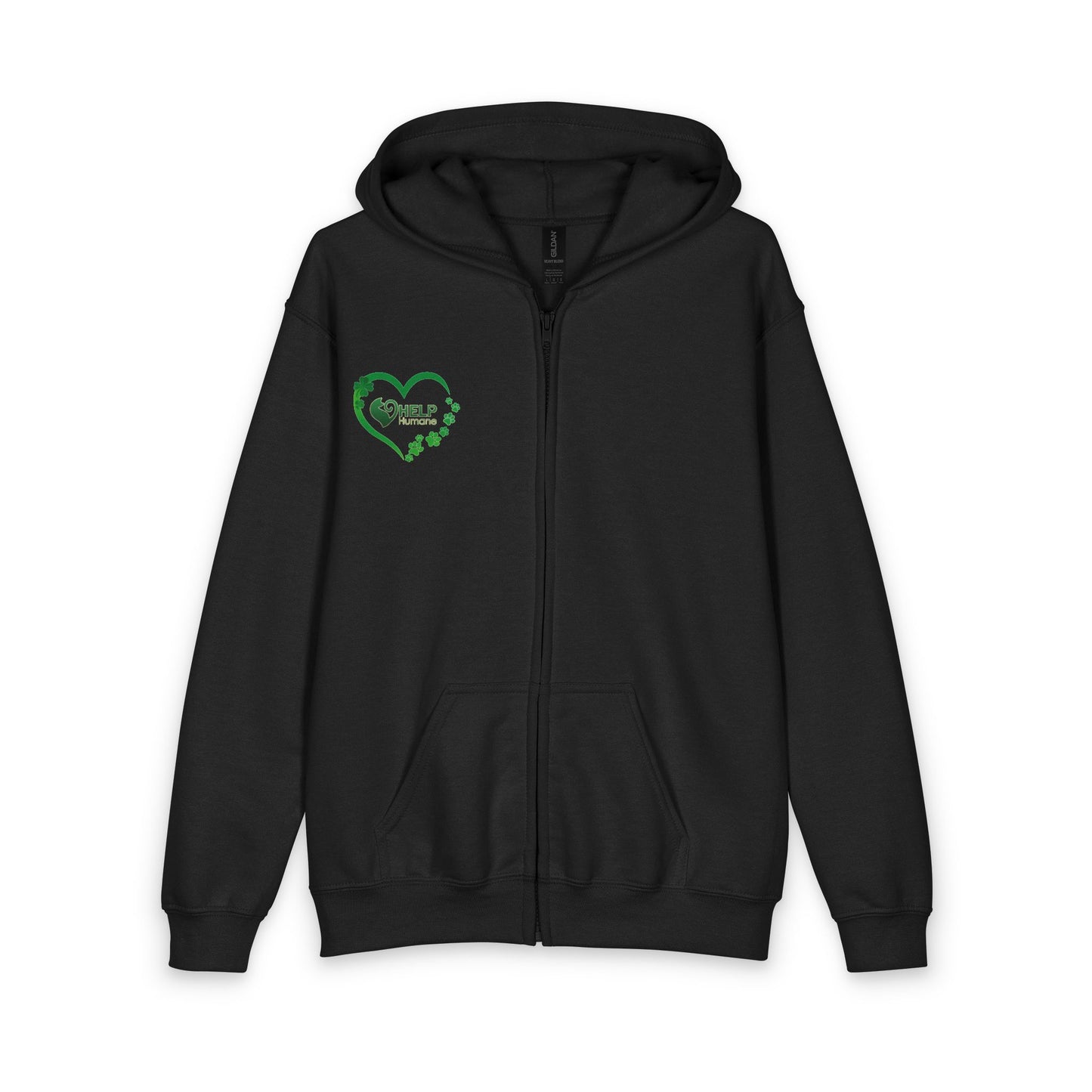 HELP Humane Zip Up Hoodie St. Patrick's Day - Heart with Paws