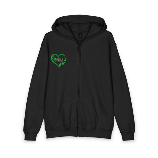 HELP Humane Zip Up Hoodie St. Patrick's Day - Heart with Paws
