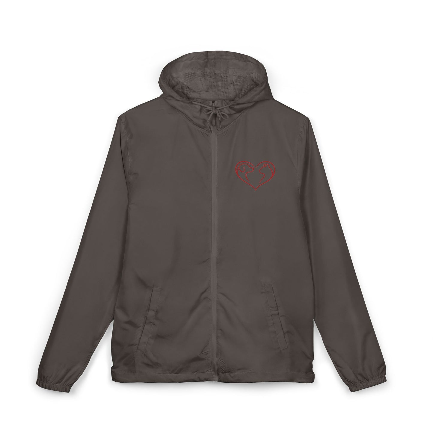 Delta Windbreaker Jacket — Red Paw Heart Design Logo on Back (Internal)