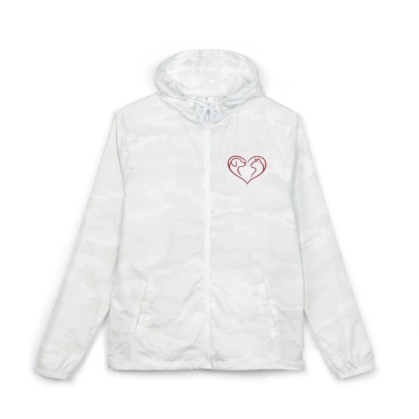 Delta Windbreaker Jacket — Red Paw Heart Design Logo on Back (Internal)