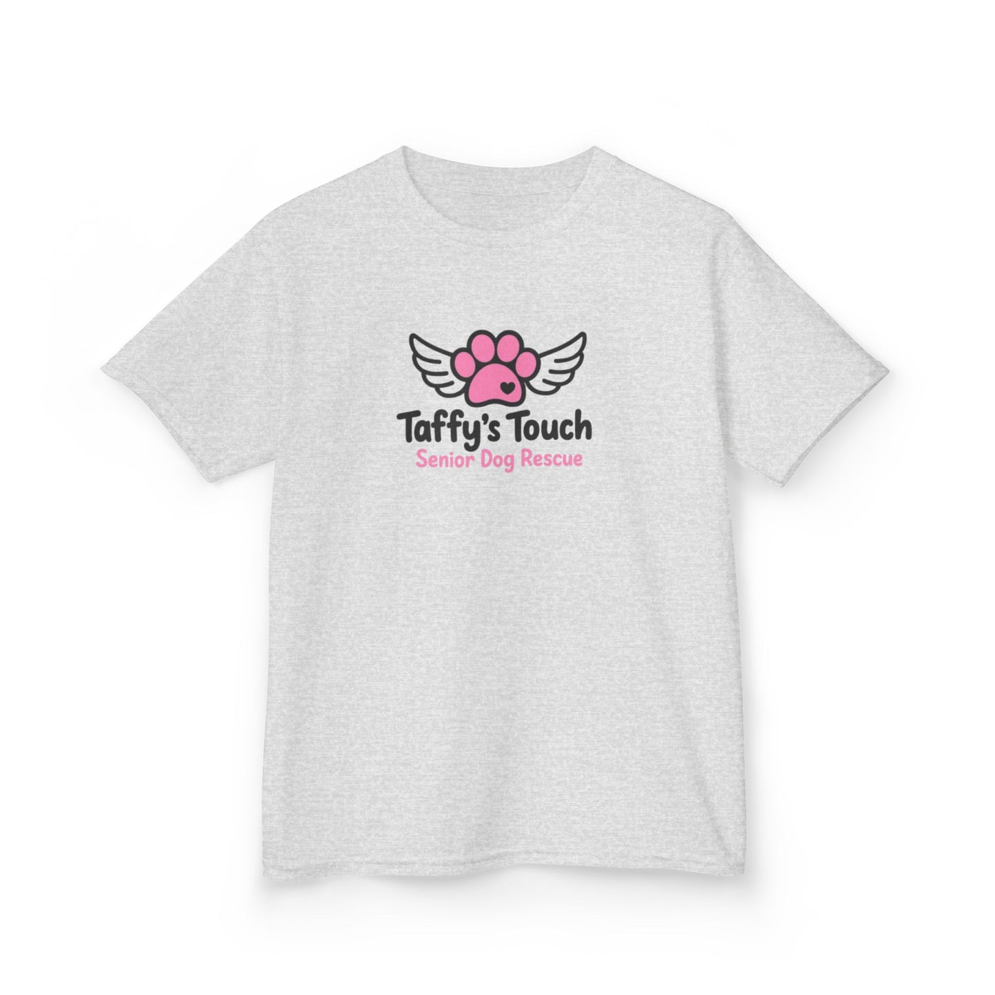 Kids Tee — "Taffy's Touch Senior Dog Rescue" Pink Paw Logo