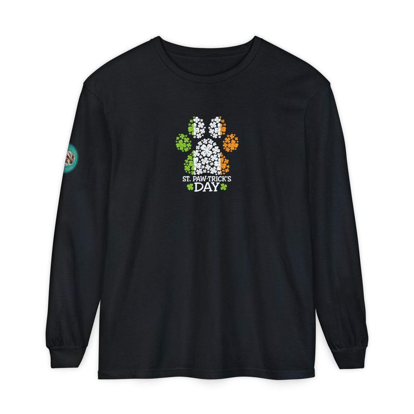 Rescue for Life St. Paw-trick's Day Long Sleeve - Logo on Sleeve