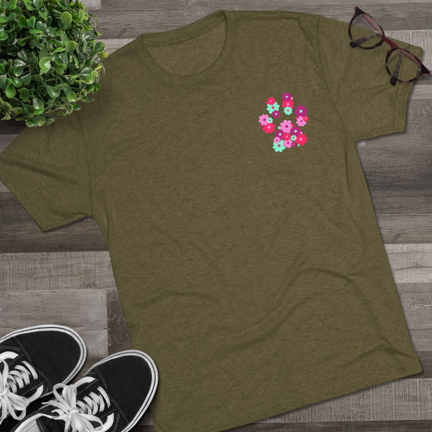 Help Humane Floral Paw Print Tri-Blend Tee