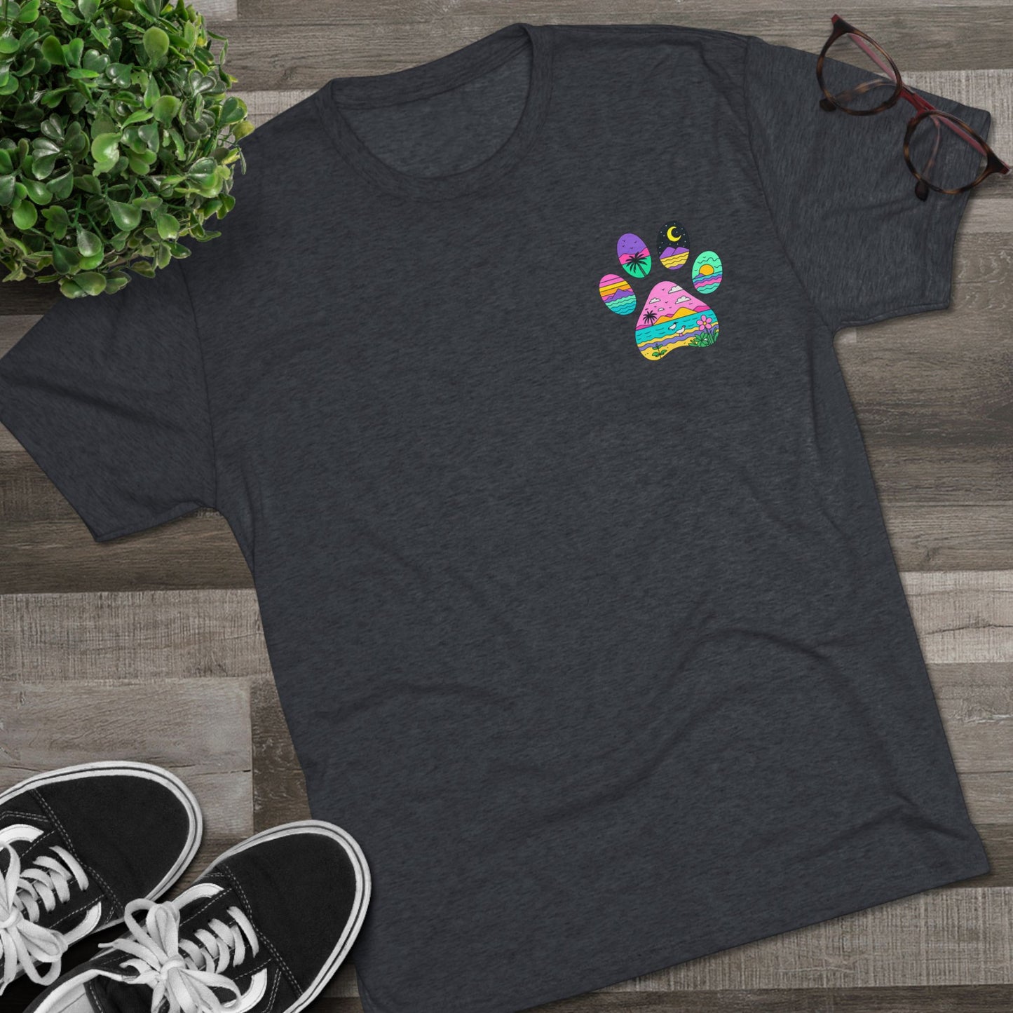Northwoods Colorful Paw Print T‑Shirt