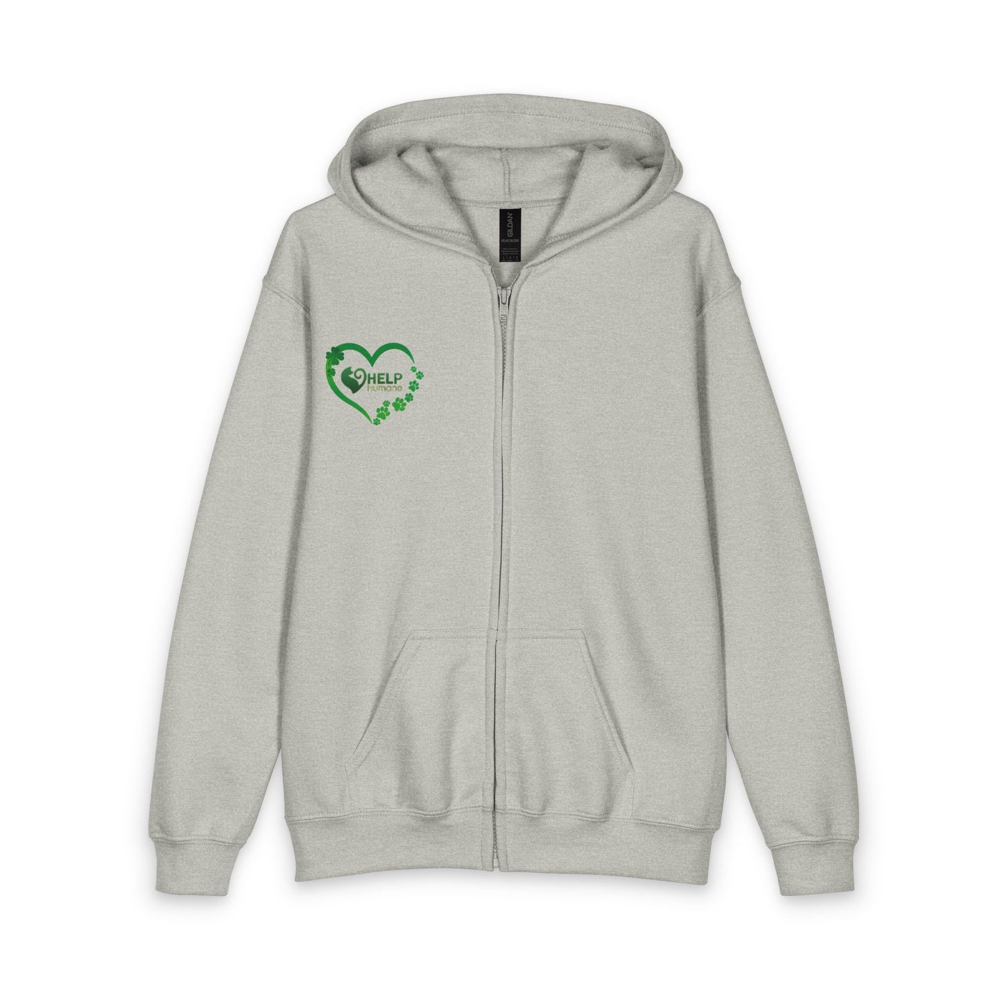 HELP Humane Zip Up Hoodie St. Patrick's Day - Heart with Paws