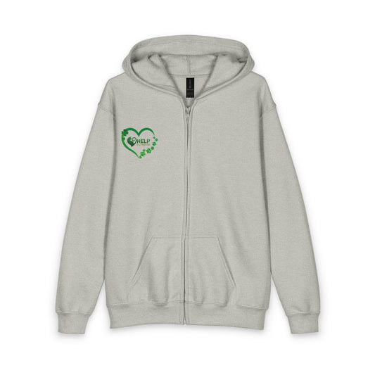 HELP Humane Zip Up Hoodie St. Patrick's Day - Heart with Paws