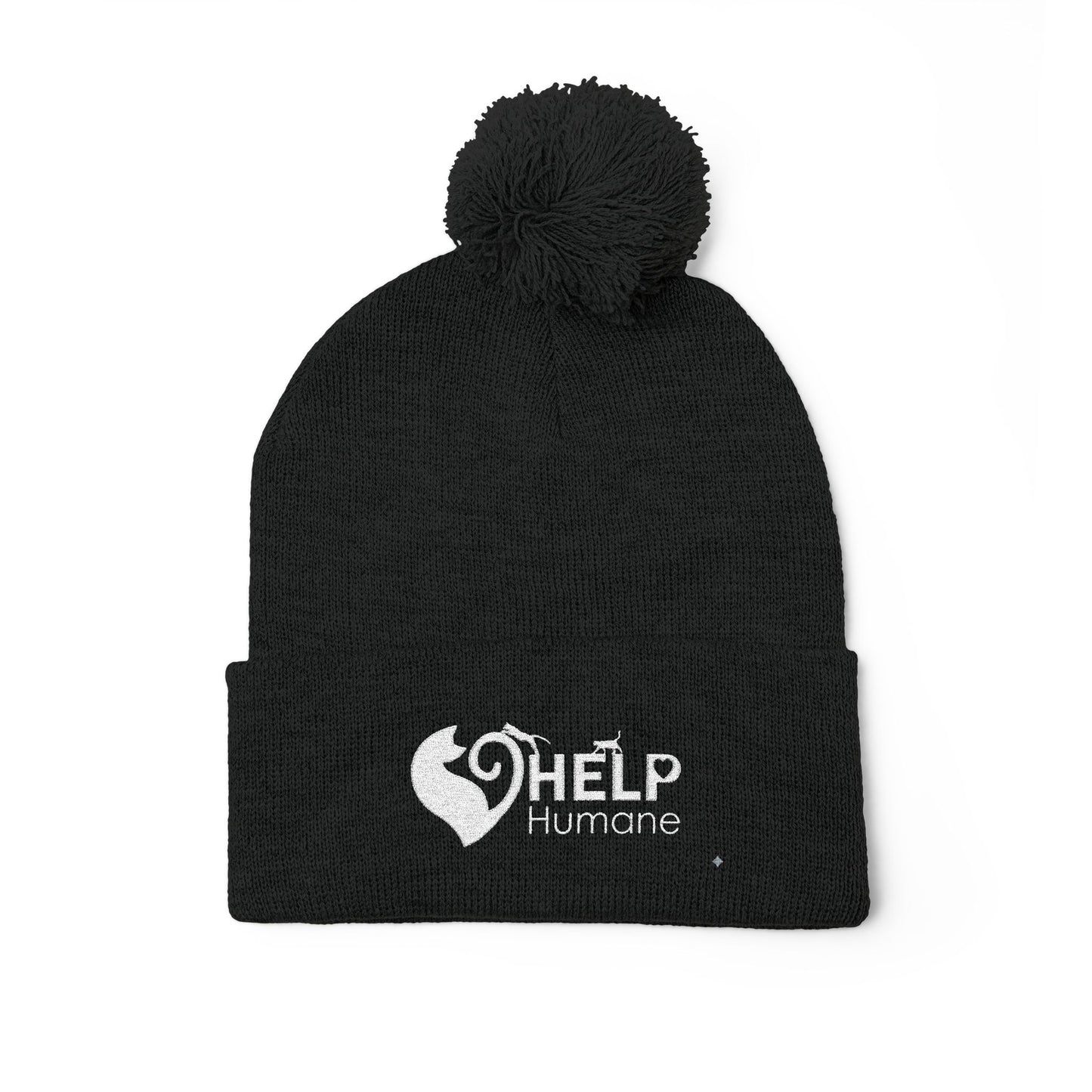HELP Humane Embroidered Pom-Pom Beanie