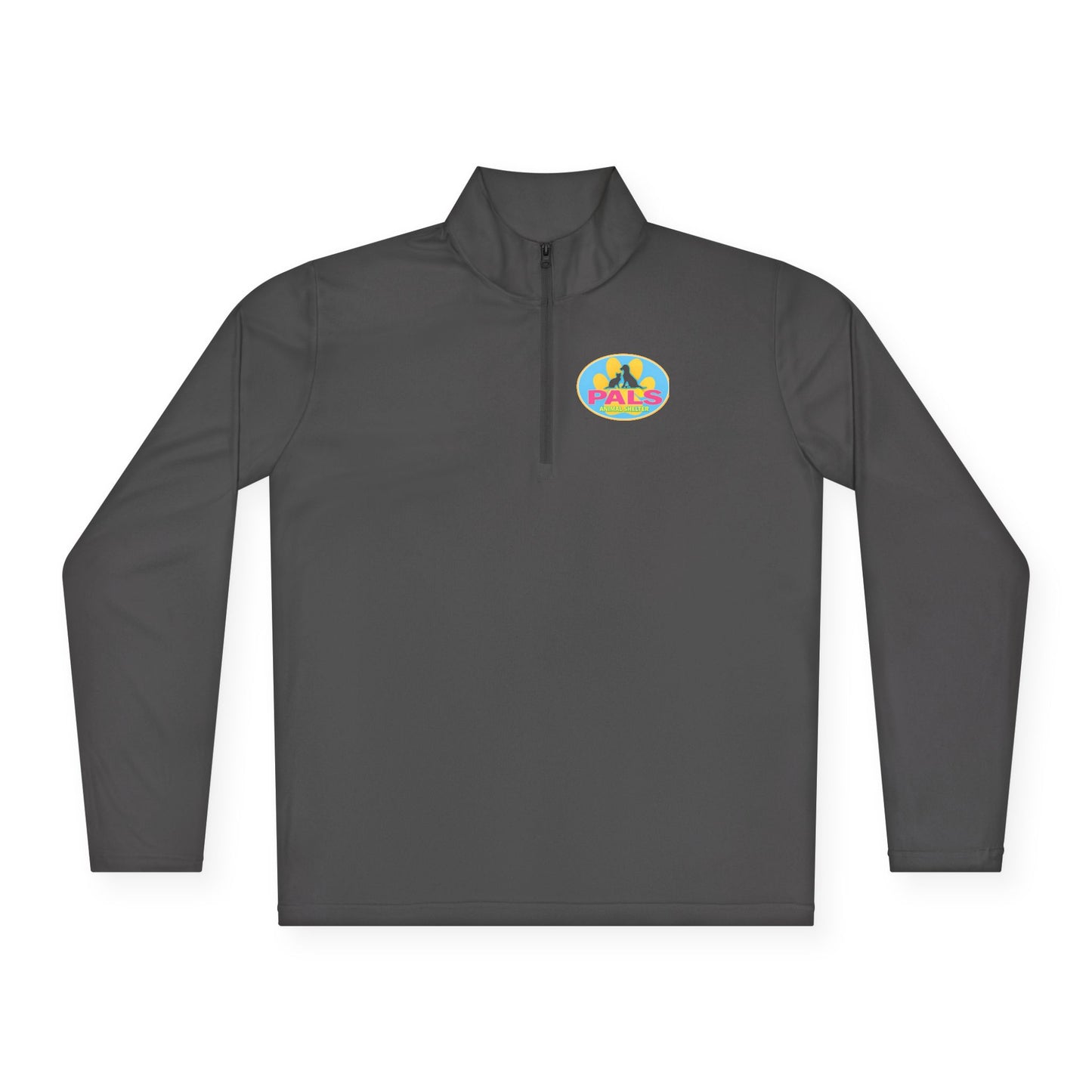 Colorful 'PALS' Retro Patch Chest Logo Quarter-Zip Pullover