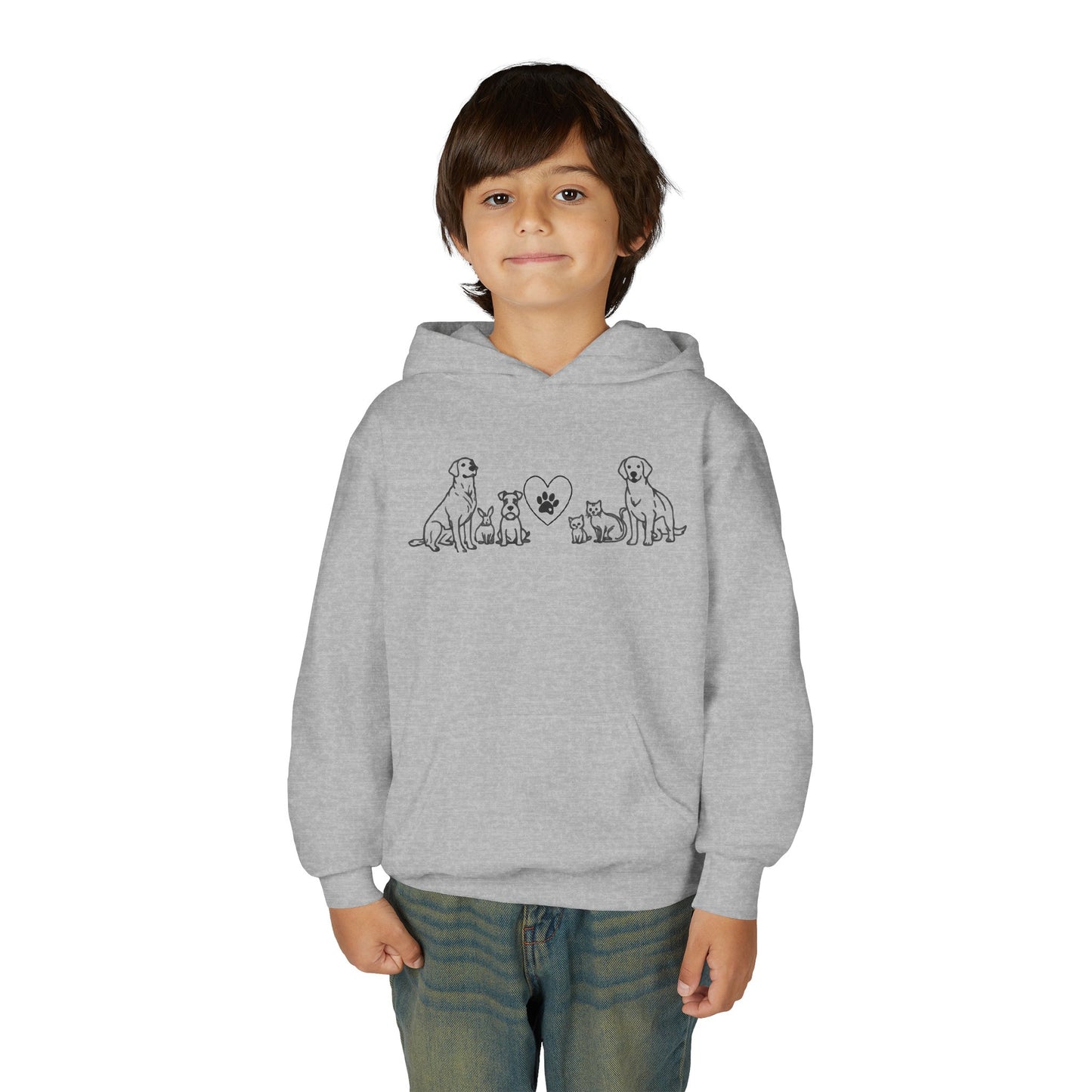 Youth Hoodie — Delta Animal Shelter "Line Art" Collection Logo on Back