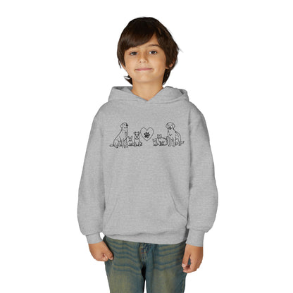 Youth Hoodie — Delta Animal Shelter "Line Art" Collection Logo on Back