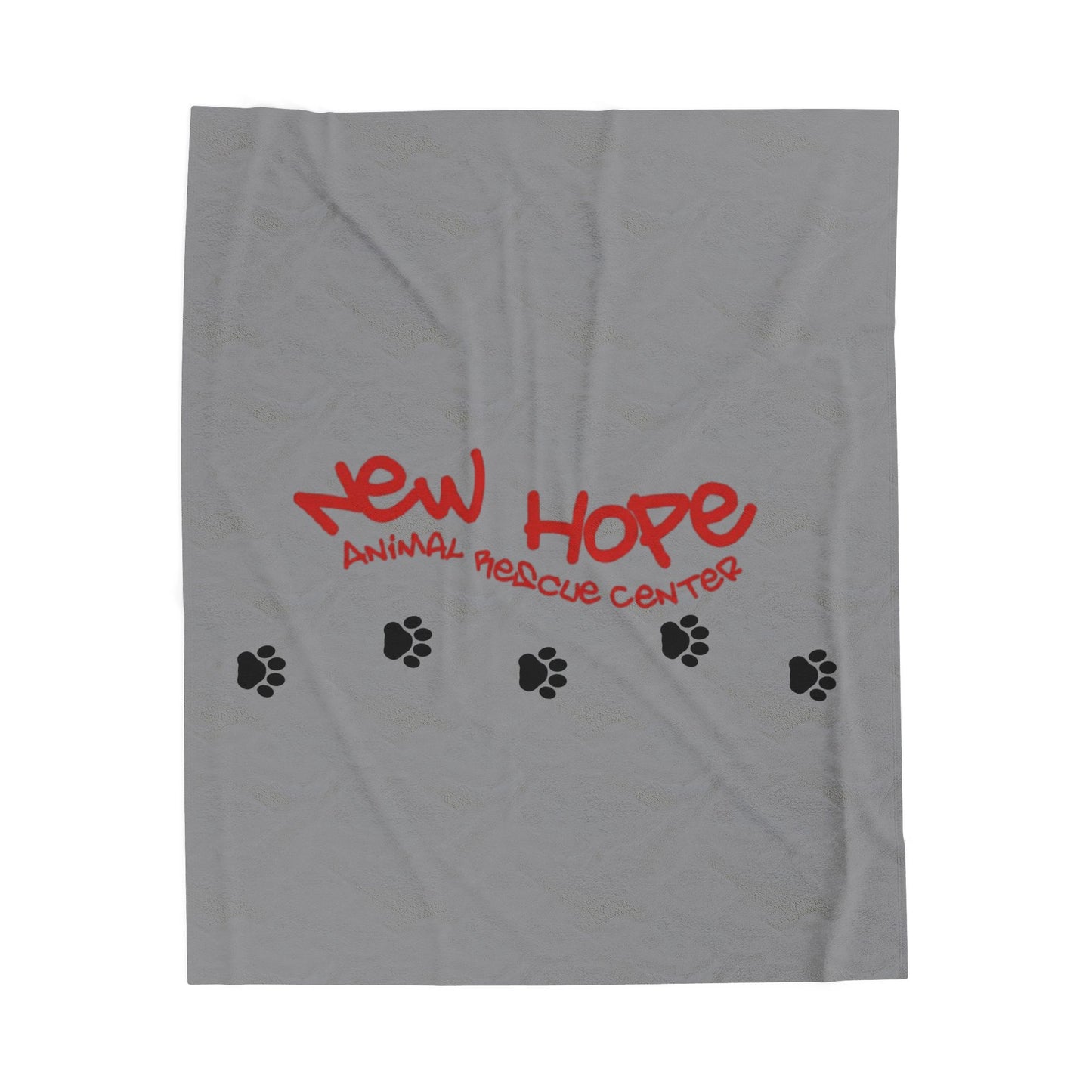 New Hope Animal Rescue Plush Blanket – Velveteen Throw with Paw Print Design