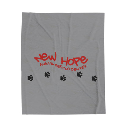 New Hope Animal Rescue Plush Blanket – Velveteen Throw with Paw Print Design