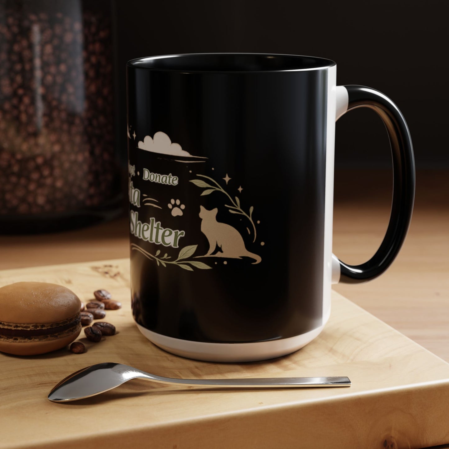 Delta Animal Shelter Accent Coffee Mug — Adopt, Rescue, Donate Paw Print Design (11/15oz)
