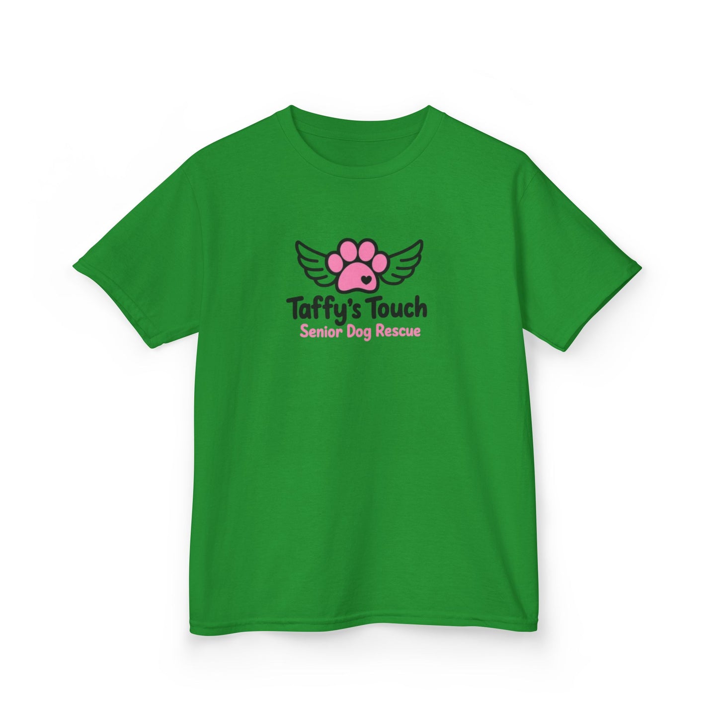 Kids Tee — "Taffy's Touch Senior Dog Rescue" Pink Paw Logo