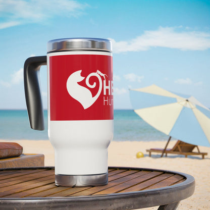 Help Humane Society 14oz Red Stainless Steel Travel Mug with Handle - Inventory Collection