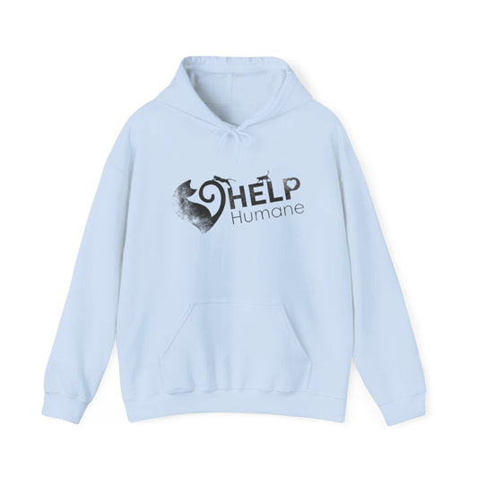 HELP Humane "Stamped Used Logo Look" Hoodie — Animal Rescue Fundraising Sweatshirt
