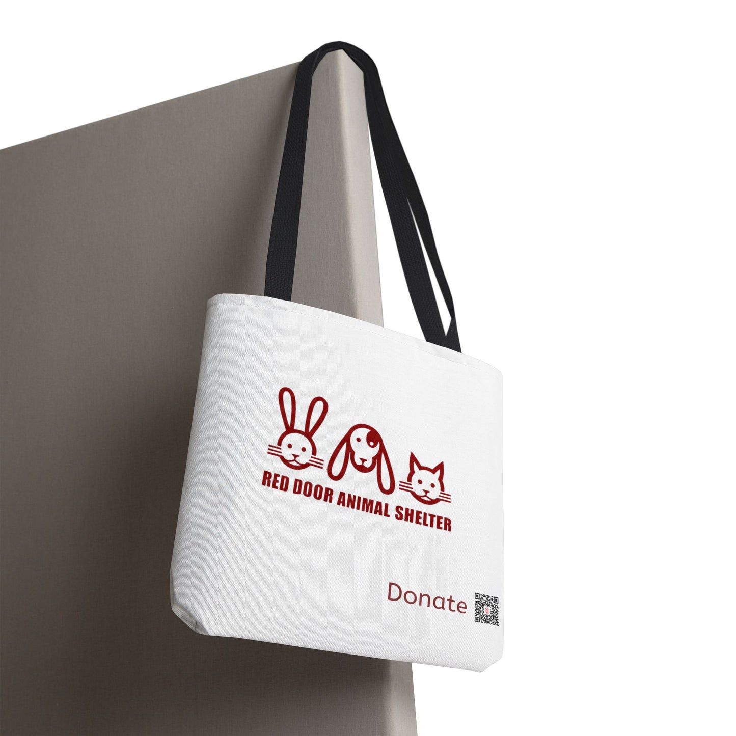 Red Door Animal Shelter Donate Tote Bag — Cute Bunny, Dog & Cat
