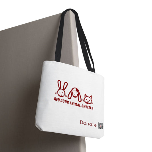 Red Door Animal Shelter Donate Tote Bag — Cute Bunny, Dog & Cat