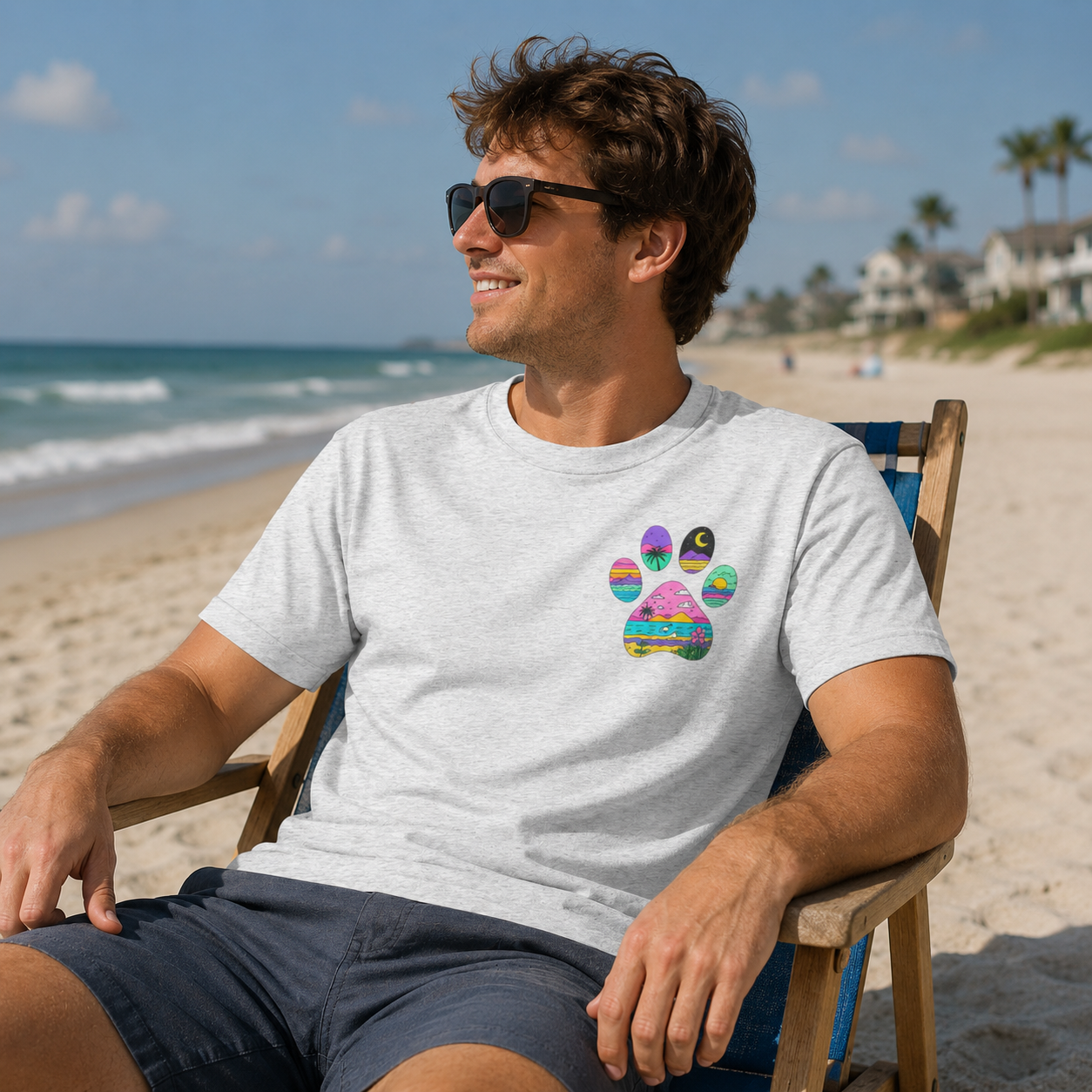 Northwoods Colorful Paw Print T‑Shirt