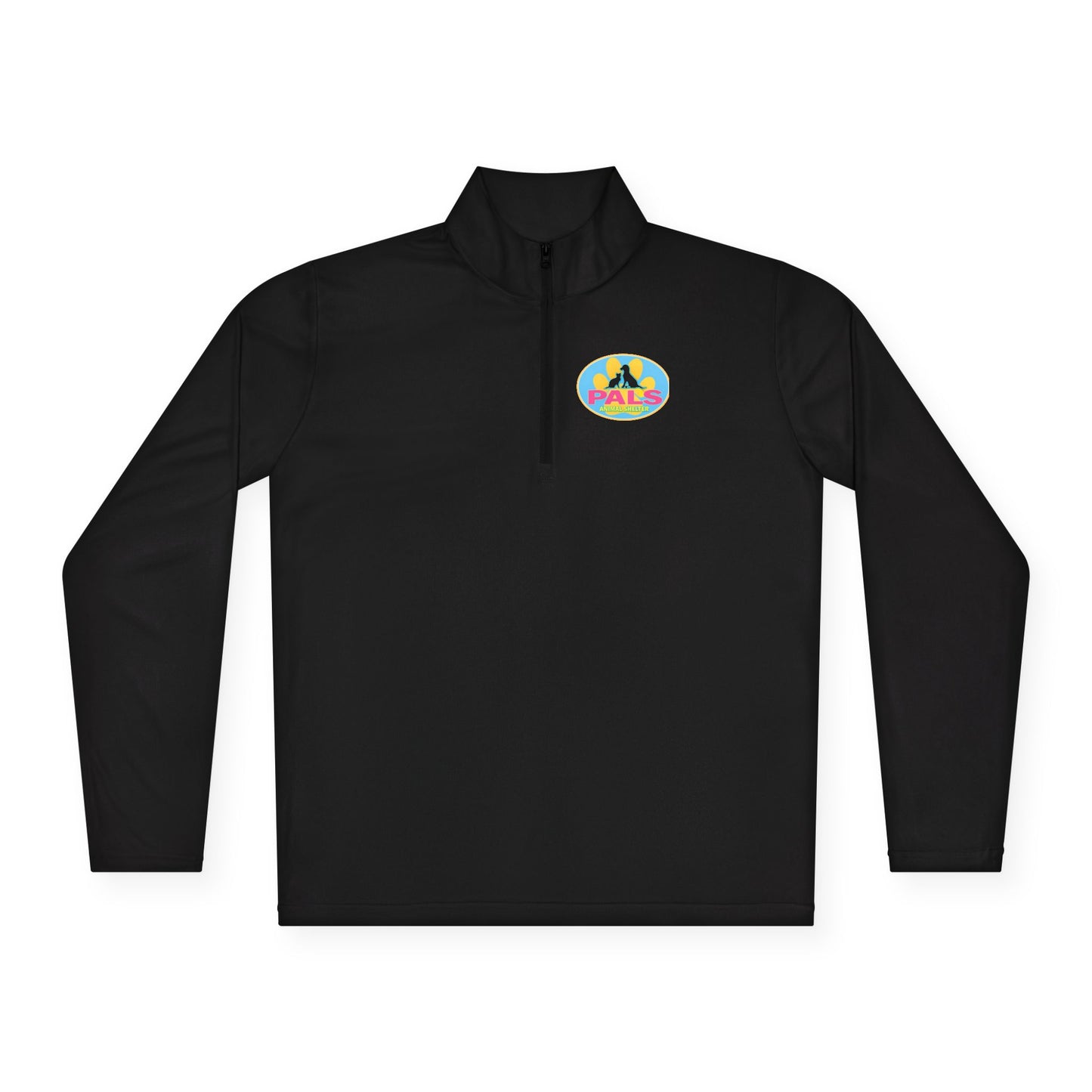 Colorful 'PALS' Retro Patch Chest Logo Quarter-Zip Pullover