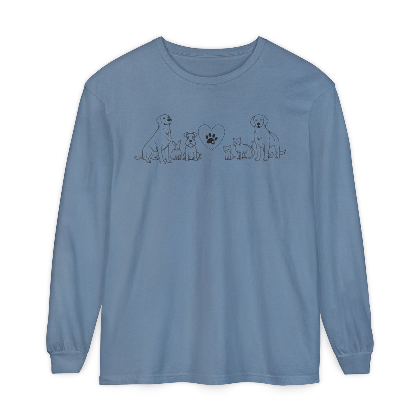 Delta Animal Shelter "Line Art" Collection  Long Sleeve Tee - Logo on Back