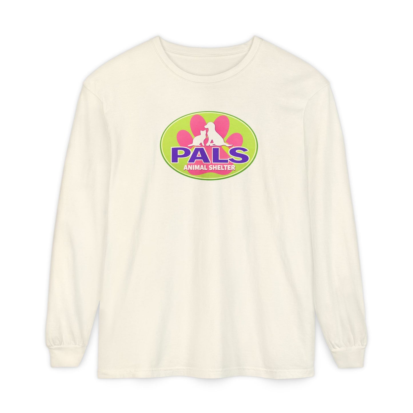 PALS Animal Shelter Long Sleeve T-Shirt Retro Green Logo