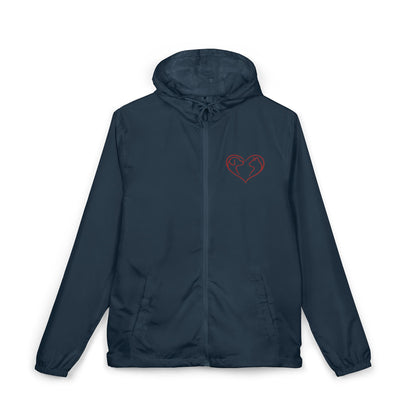 Delta Windbreaker Jacket — Red Paw Heart Design Logo on Back