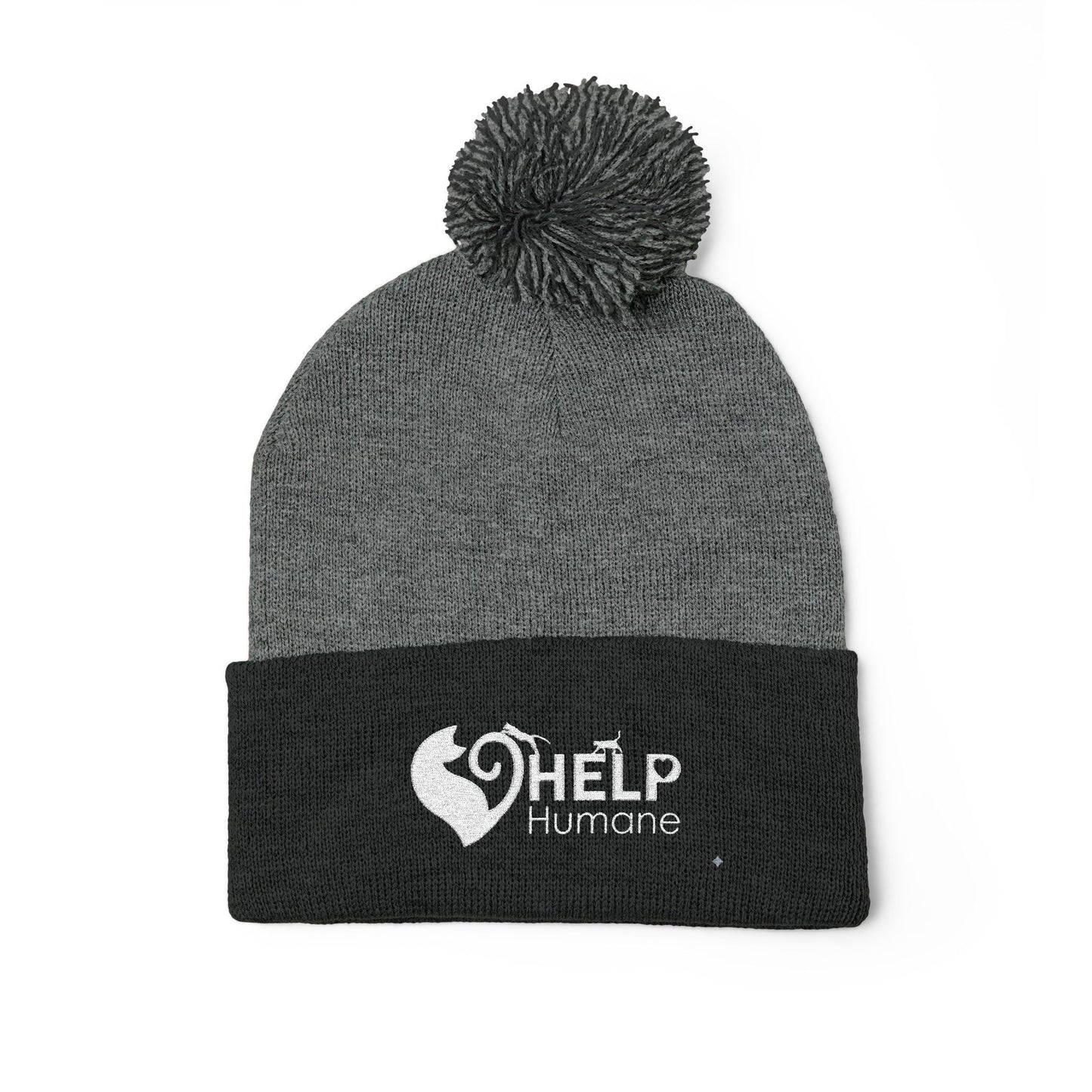 HELP Humane Embroidered Pom-Pom Beanie