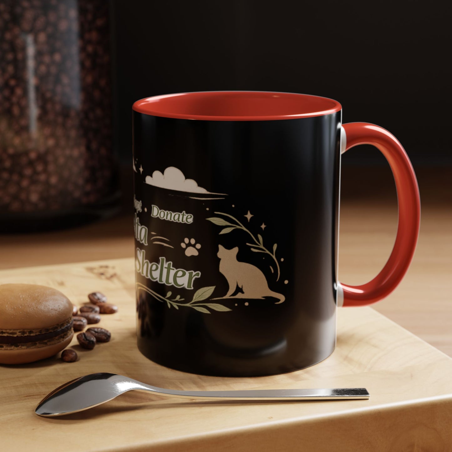 Delta Animal Shelter Accent Coffee Mug — Adopt, Rescue, Donate Paw Print Design (11/15oz)