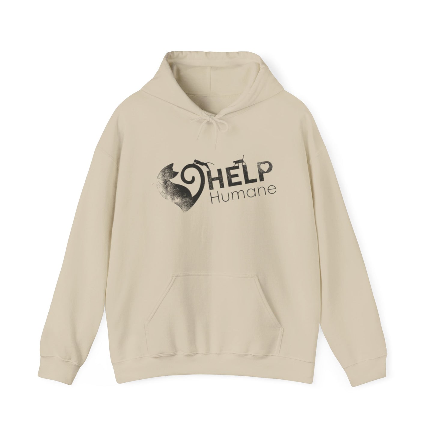 HELP Humane "Stamped Used Logo Look" Hoodie — Animal Rescue Fundraising Sweatshirt