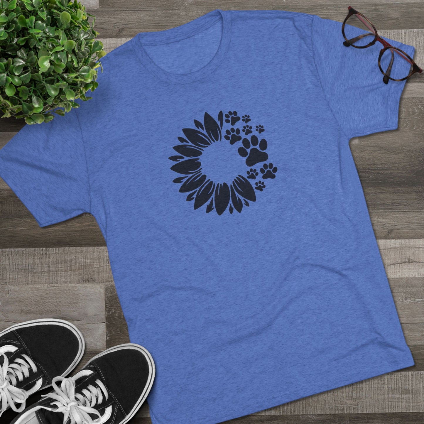 Staff Inventory Delta Animal Shelter Tri-Blend Sunflower Paw T‑Shirt