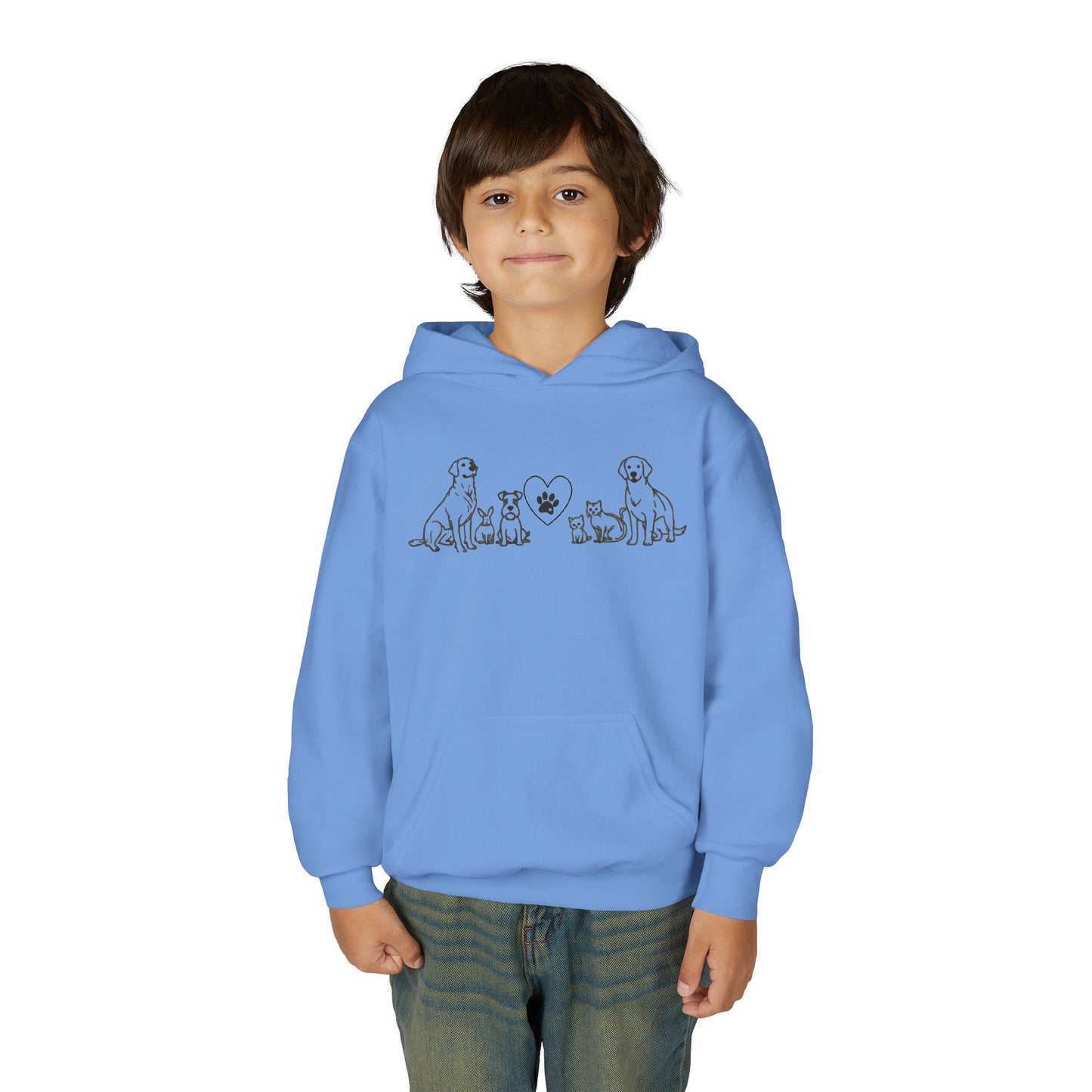Youth Hoodie — Delta Animal Shelter "Line Art" Collection Logo on Back