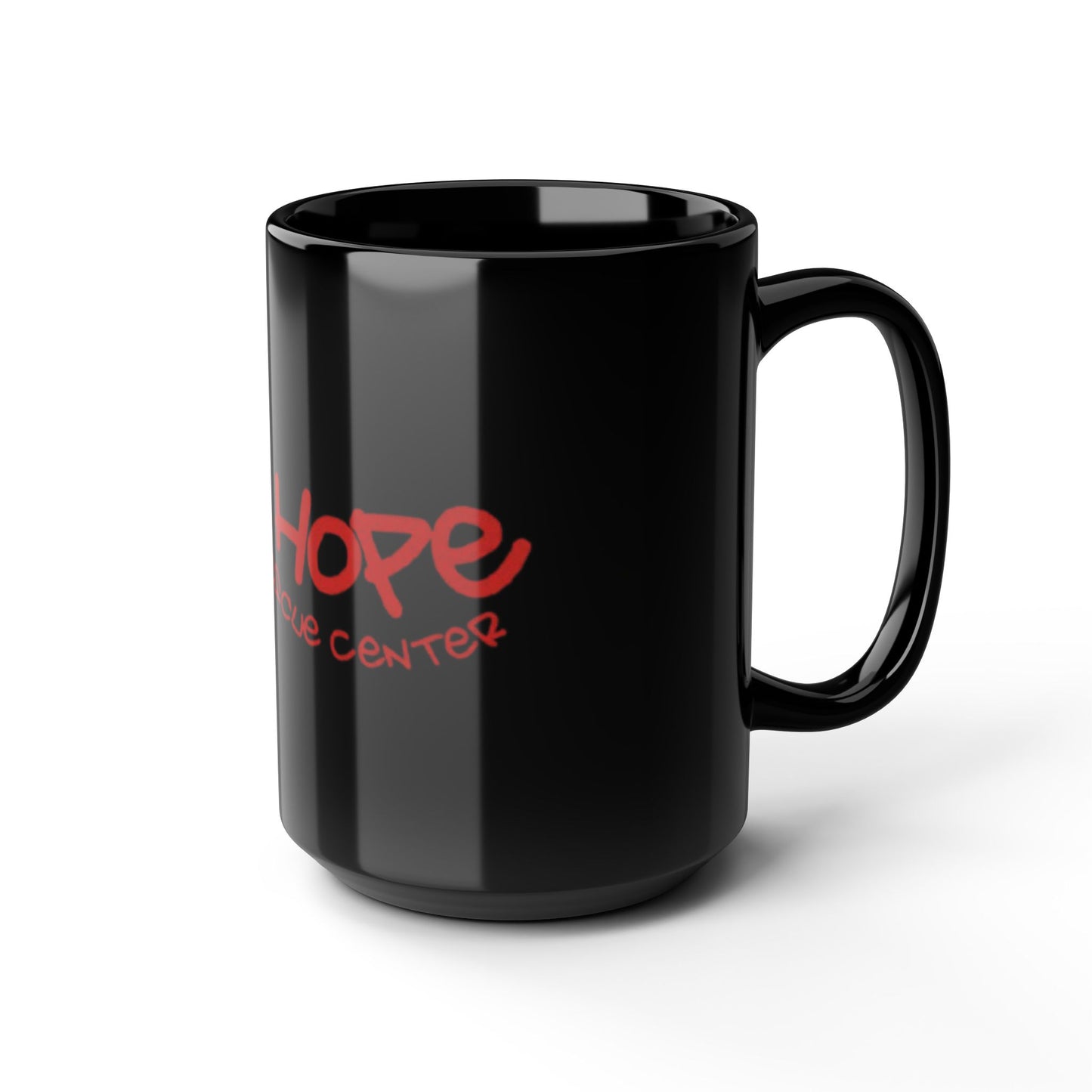 New Hope Animal Rescue Center Black 15oz Mug — Red Script Charity Coffee Cup