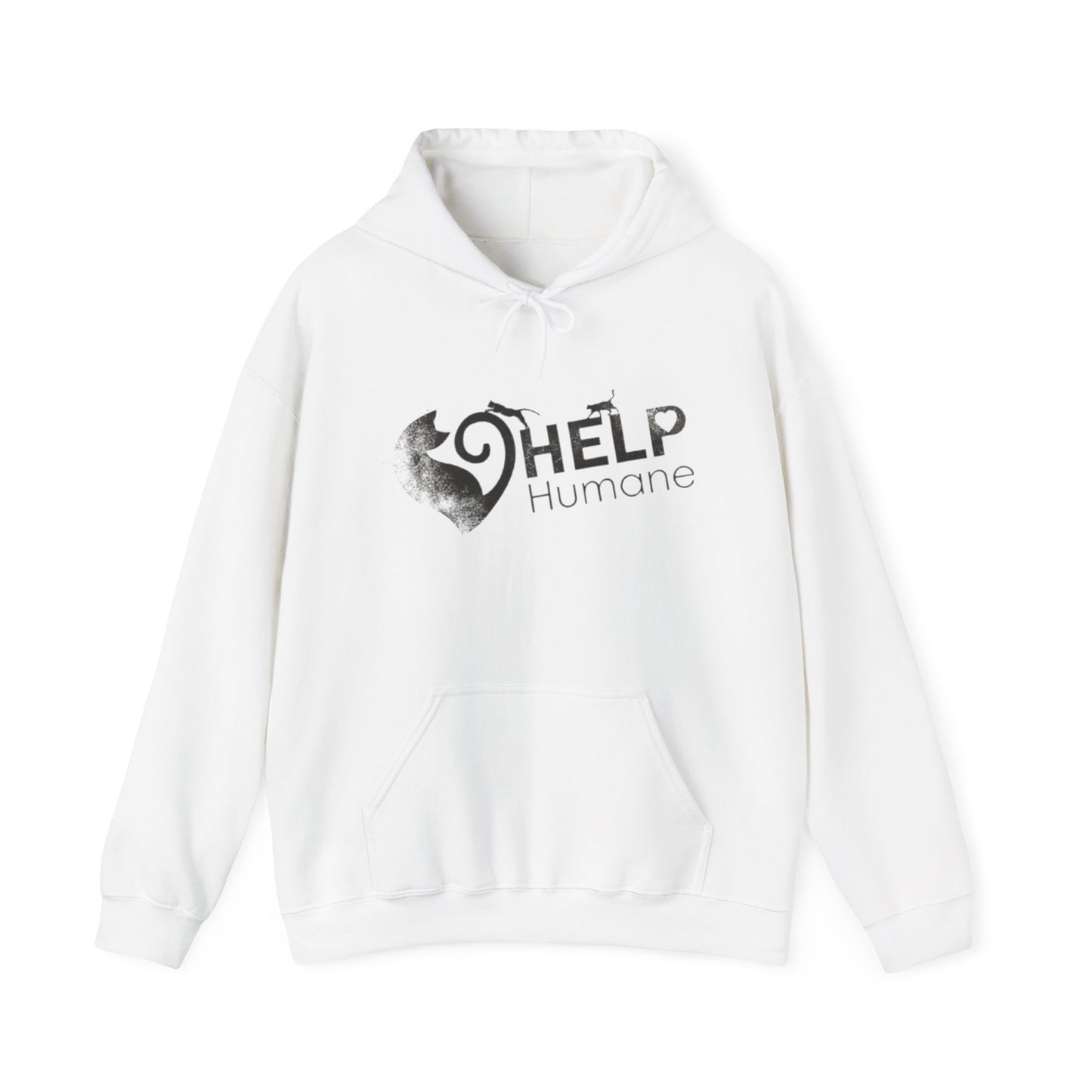 HELP Humane "Stamped Used Logo Look" Hoodie — Animal Rescue Fundraising Sweatshirt