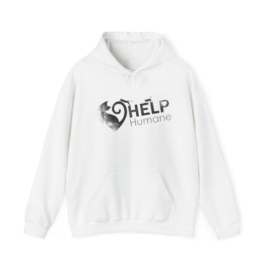 HELP Humane "Stamped Used Logo Look" Hoodie — Animal Rescue Fundraising Sweatshirt