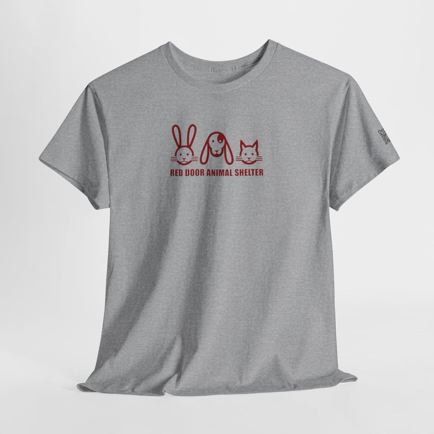 Red Door Animal Shelter Tee — Cute Bunny Puppy Cat Design