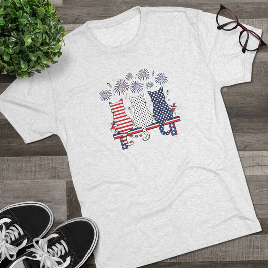 Delta 3 Cats and Fireworks Breathable Tri Blend T-Shirt