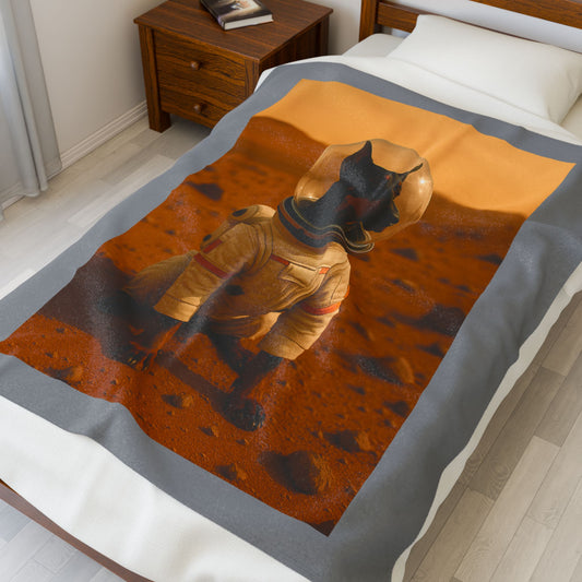 Doberman Rescue on Mars Velveteen Blanket