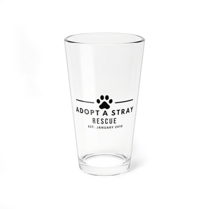 Adopt a Stray Rescue 16oz Mixing Glass – Paw Print Fundraising Pint