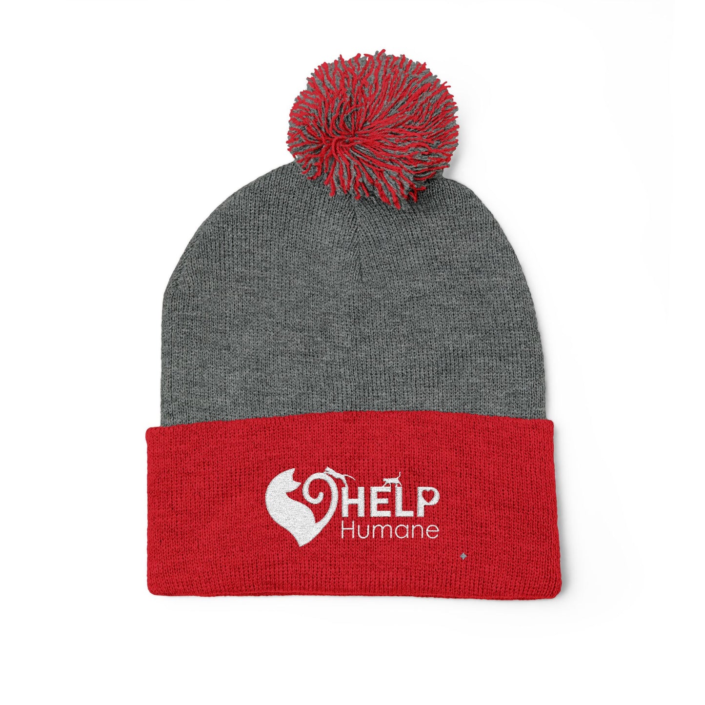 HELP Humane Embroidered Pom-Pom Beanie