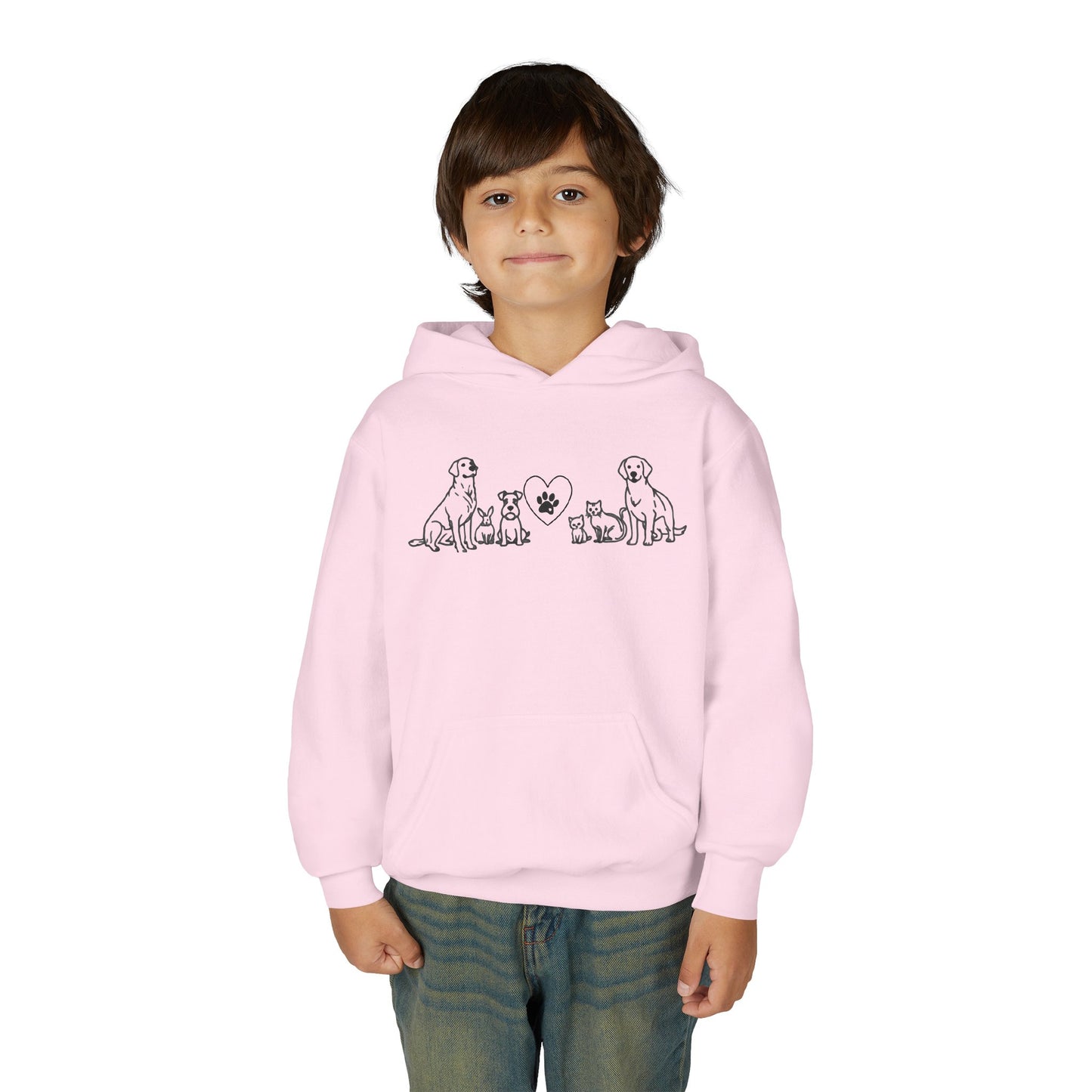 Youth Hoodie — Delta Animal Shelter "Line Art" Collection Logo on Back